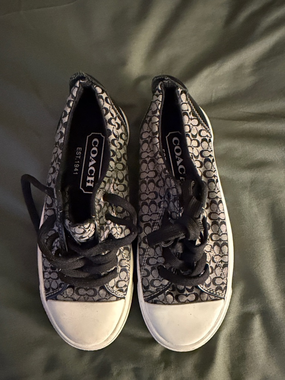 Coach Bobbi Black & White Signature Logo Canvas Sneakers